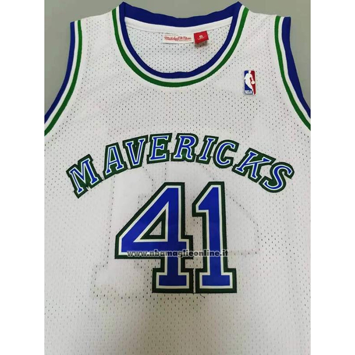 Maglia Dallas Mavericks Dirk Nowitzki #41 Mitchell & Ness 1998-99 Bianco